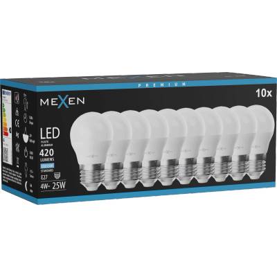 Mexen Nova 10x LED Крушка E27, G45, 4W, Студена - 6500K, 420 lm - L101-E27-0465-01x10 (L101-E27-0465-01x10)