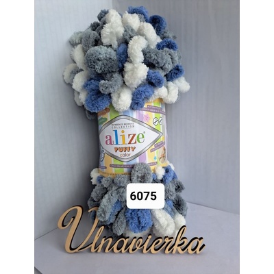 Alize Puffy Color 6075- biela-modra-siva