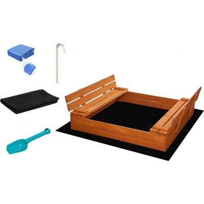 Sand Tropic Dřevěné pískoviště s lavičkami a příslušenstvím 150x137cm 159905 – Zboží Dáma