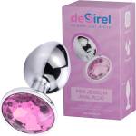 Desirel - анален плъг - метален с розов камък - M размер - lovesexshop