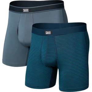 Saxx Мъжко синтетично термобельо Saxx Daytripper Boxer Brief Fly 2-Pack Synthetic base layer - Serrated Stripe / Turbulence (014-1939-0412)