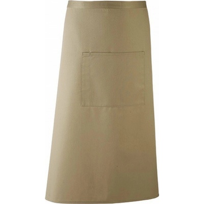 Premier Workwear Keprová dlouhá barmanská zástěra s velkou kapsou zelená olivová Pantone 378 90x80cm PW158