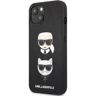 Karl Lagerfeld Apple iPhone 13 Saffiano Karl and Choupette Heads čierne