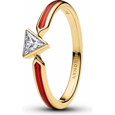 Marvel Iron Man gold plated ring with clear cubic zirconia and red enamel 164211C01