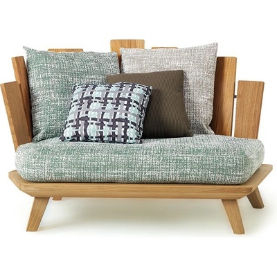 Ethimo Pravostranné nízké křeslo Rafael, 208x110x90 cm, broušené teakové dřevo, bez polstrů