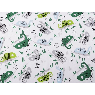 Prima-obchod Bavlněná látka / plátno chameleon, barva 3 (572) bílá zelená