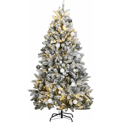 vidaXL Umělý sklápěcí vánoční stromek s 300 LED a koulemi 300 cm