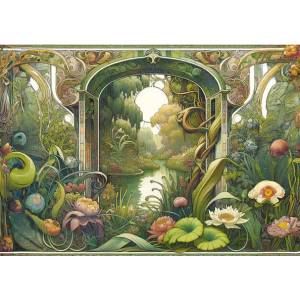 Interdruk - Puzzle Garden flowers forest plants river - 500 piese