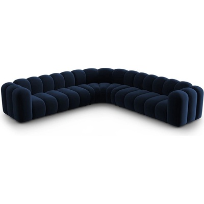 Micadoni Син кадифен модулен ъглов диван Lupine - Micadoni (MIC_COR_44_F1_LUPINE2)