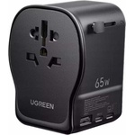UGREEN Захранване за ел. мрежа с 1xUSB-А и 2xUSB-C изходи и преходници за цял свят в едно устройство - Ugreen Universal Travel Adapter GaN 65W (S550-55001)