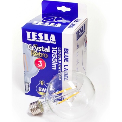 Tesla Lighting LED žárovka Filament Retro Globe E27, 9 W, 720 lm, 3000 K