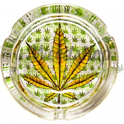WeedShop Malý skleněný popelník List konopí List zelený – Zboží Dáma