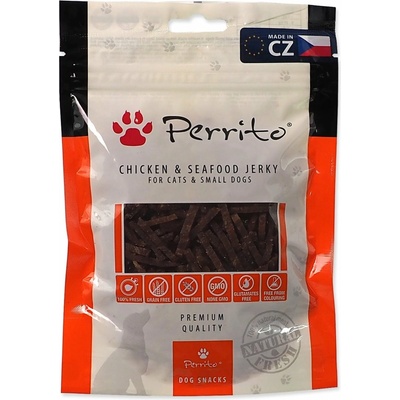 Pochúťka Perrito kuracie a morské plody jerky 100 g