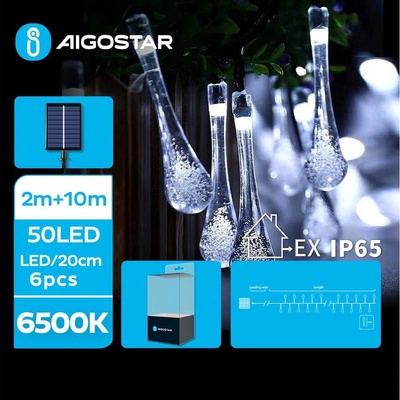 Aigostar LED Solárna dekoračná reťaz 50xLED 8 funkcií 12m IP65 studená biela AI0412
