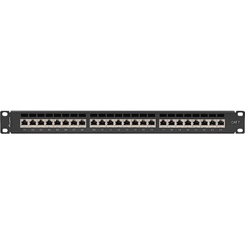 Lanberg patch panel 24 port 1U 19" CAT. 7 ftp with cable organizer shielded black (PPS7-1024-B)