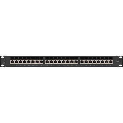 Lanberg patch panel 24 port 1U 19" CAT. 7 ftp with cable organizer shielded black (PPS7-1024-B)