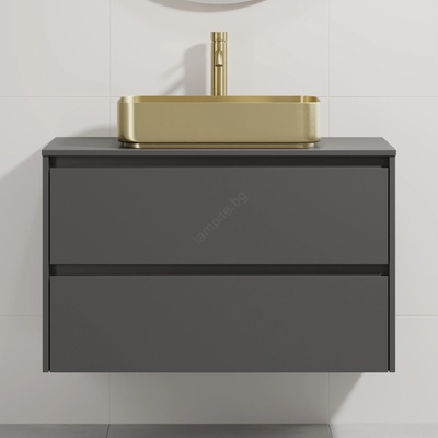 Bath Deluxe Шкаф за баня с умивалник TRONDHEIM/LJORDAL 90x57x46 см антрацит/месинг (SETBT0152F)