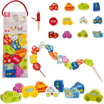 Teddies Provlékačka zvířátka Krtek dřevo 10ks v krabici 35x26cm