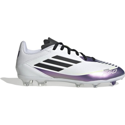 Adidas Юношески футболни бутонки Adidas F50 League Junior Firm Ground Football Boots - White/Purple