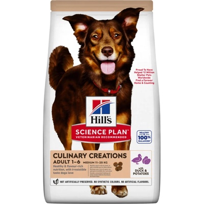 Hill's 2х14кг Adult Medium Culinary Creations Hill's Science Plan, суха храна за кучета - патица с картофи