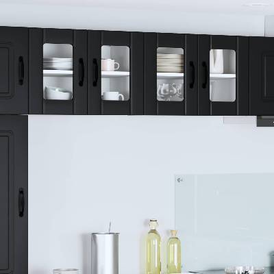 vidaXL Стенен стъклен шкаф LUCCA 2 pcs Черно 60 x 31 x 40 см (884968)