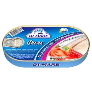 DI MARE Скумрия филе в подлютен доматен сос 180 гр
