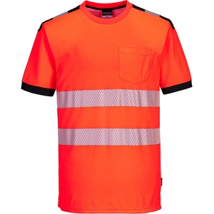 Portwest hi-vis pw3 t181 / Функционална светлоотразителна риза - hv червено/черно s (t181rbks)