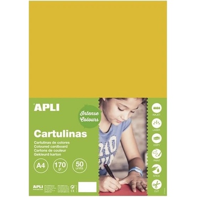 APLI sada barevných papírů A4 170 g zlatě žlutý 50 ks