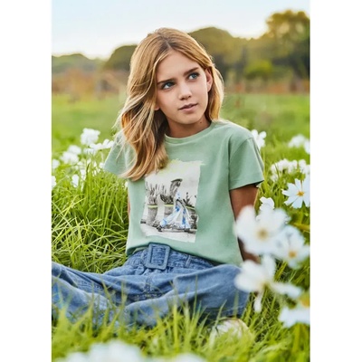 MAYORAL Тениска къс ръкав изрязан гръб cut out мента за момиче Mayoral