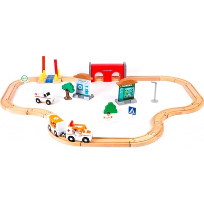 Aga4Kids Dřevěná vláčkodráha DS5647 33 dílů