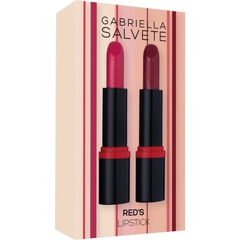 Gabriella Salvete Red´s 03 Rose vysoce pigmentovaná krémová rtěnka s hydratačním účinkem 4 g + 04 Scarlet vysoce pigmentovaná krémová rtěnka s hydratačním účinkem 4 g dárková sada