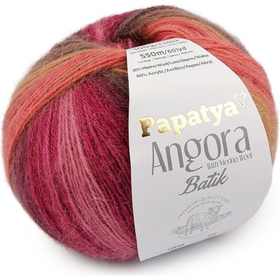 Pletací příze Papatya Angora Batik 100 g, střední, 3 (60) fialovorůžová béžová