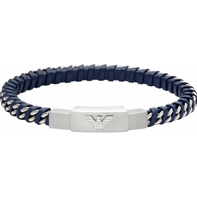 Emporio Armani Designový kožený modrý náramek EGS3319040