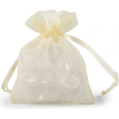 Dárkový pytlík s kovovým leskem 8x10,5 cm organza shine - krémová světlá (10 ks)