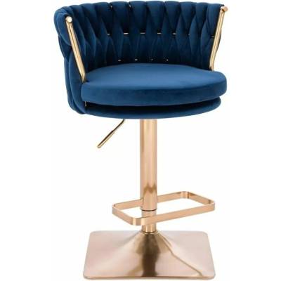 LuxuryForm Design Lyon Velur na zlatej hranatej podstave modrá