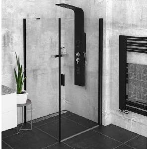 POLYSAN Zoom Black - Душ ъгъл 80x80 см, L/R вариант, Antidrop, прозрачно стъкло/матово черно ZL1280BZL3280B (ZL1280BZL3280B)