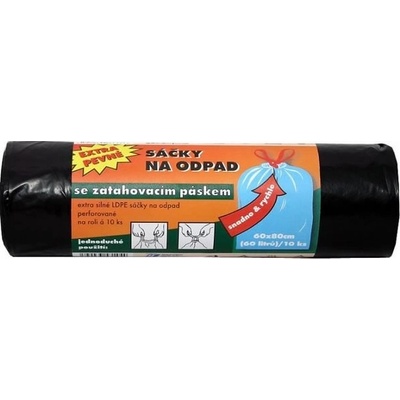 Hafyso Sáčky se zatahovacím páskem 60l 40µm 10ks role černé