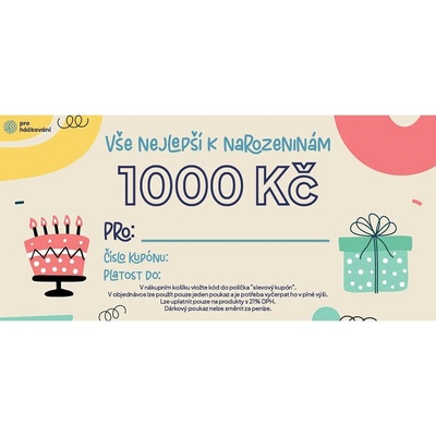 Pro Háčkování DÁRKOVÝ POUKAZ - MOTIV NAROZENINY 1000 KČ