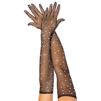 Image 1 of Leg Avenue Rhinestone Opera Length Gloves 2038 Black