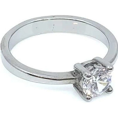 Jan Kos jewellery Prsten z oceli s bílým kamenem 12105654