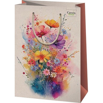 Cardex Еко подаръчна торбичка от трева cardex , Цветен букет, Л, 24х35см