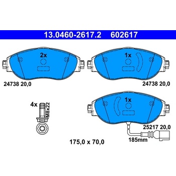 ATE Sada brzdových platničiek kotúčovej brzdy 13046026172
