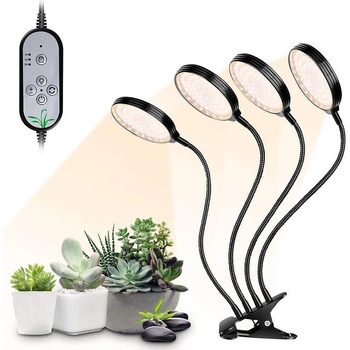 Слънчева лампа с 4 глави, пълен спектър, 5 нива на интензитет, таймер 4/8/12 часа, за отглеждане на растения, за вътрешна употреба