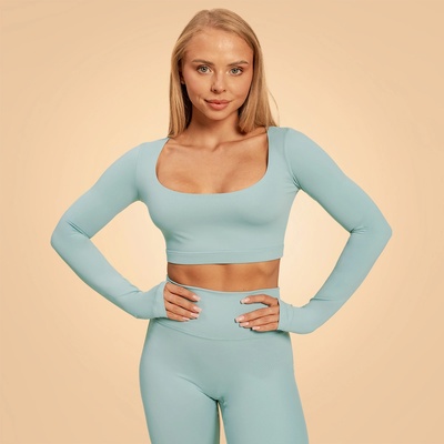 GymBeam BeastPink Дамски топ Sense Crop Top Storm Blue S