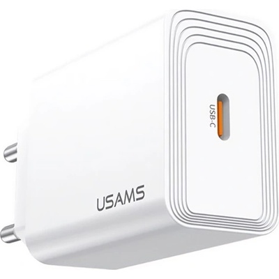 USAMS Зарядно устройство USAMS T69 за захранване от мрежата с гнездо Type-C 20W, бързо зарядно устройство 3.0, FEHÉR CC325TC01 (CC325TC01)