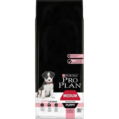 Purina Pro Plan Puppy Medium Sensitive Skin Optiderma - със сьомга, за малки кученца до 1г, от средни породи с чувствителна кожа 12kg