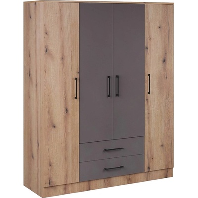 Matis Гардероб iva 4k2f дъб артизан / сиво