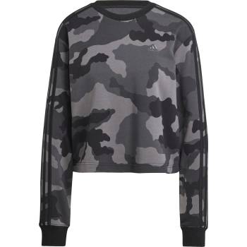 Adidas Дамска блуза Adidas Essentials 3-Stripes Camo-Print Cropped Sweatshirt womens - Black