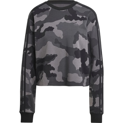 Adidas Дамска блуза Adidas Essentials 3-Stripes Camo-Print Cropped Sweatshirt womens - Black
