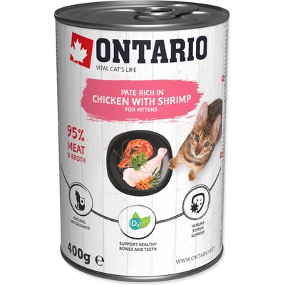 Ontario Kitten kuřecí paté s krevetami 400 g